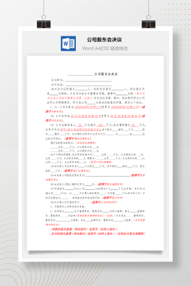 企业公司股东会决议