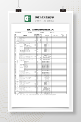 律师部办案工作流程签字表